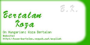 bertalan koza business card